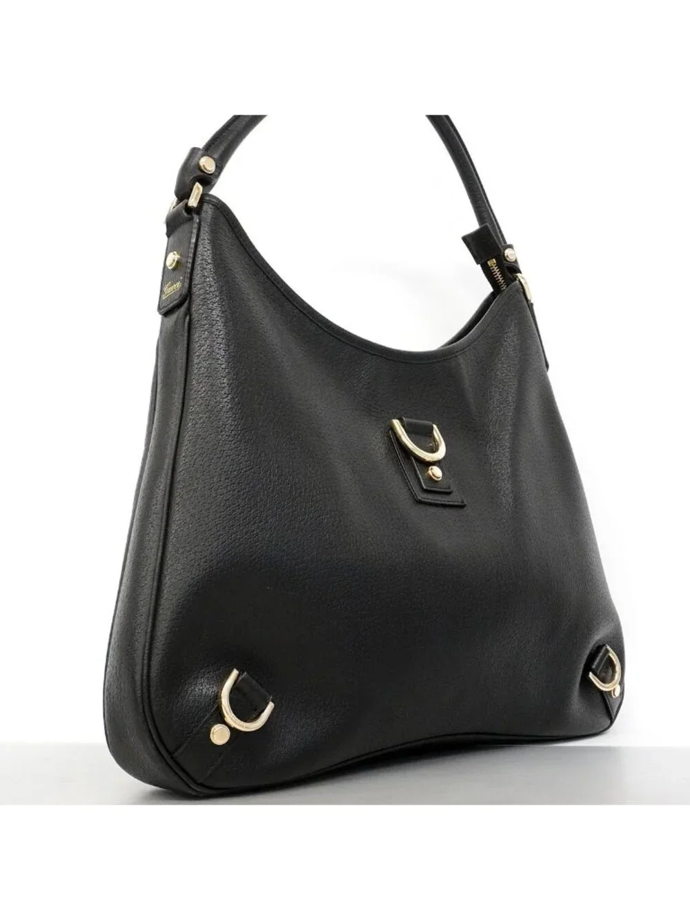Gucci Shoulder Bag Abbey Leather Black Champagne Gold